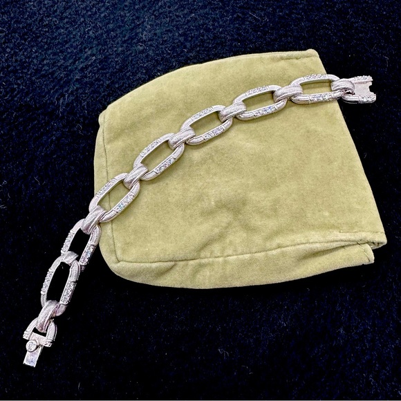 Judith Ripka Sterling 925 and CZ Encrusted Link Bracelet- Sterling Collection
